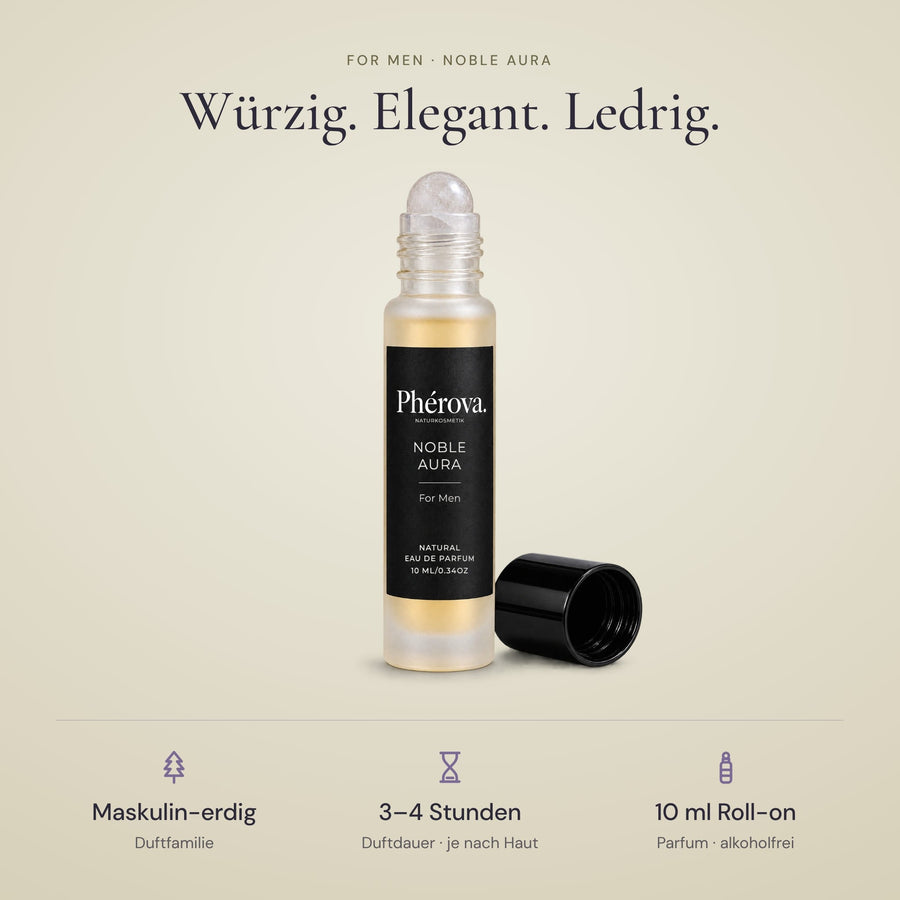 Noble Aura – Hero – Phérova for Men Roll-on mit weißem Amethyst-Rollkopf