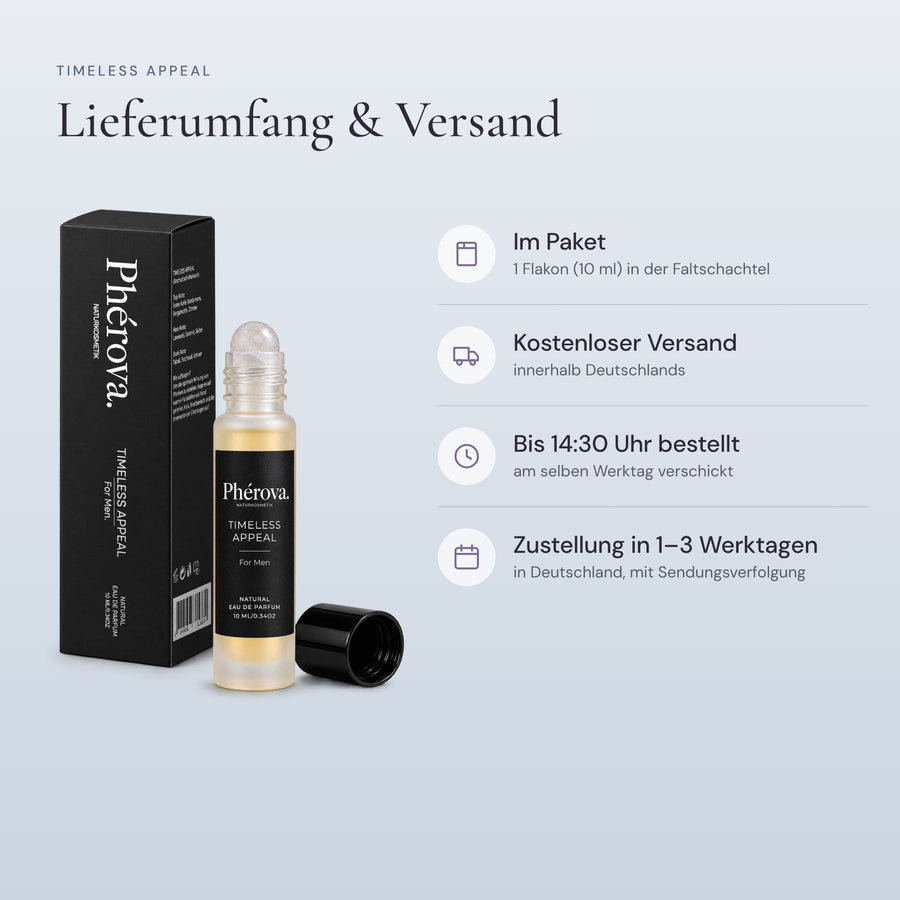 Timeless Appeal – Lieferumfang – 10-ml-Flakon und Faltschachtel, Versandinfos