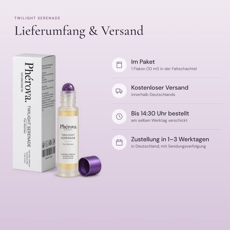 Twilight Serenade – Lieferumfang – 10-ml-Flakon und Faltschachtel, Versandinfos